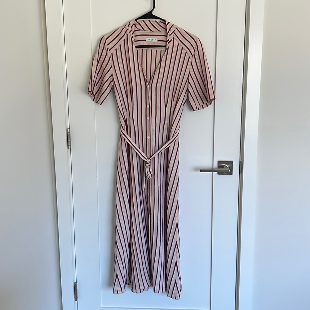 SANDRO PARIS striped midi dress